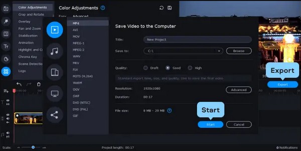 hit the Export button