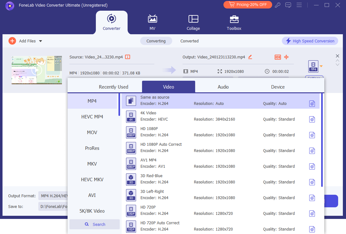 fonelab profile settings