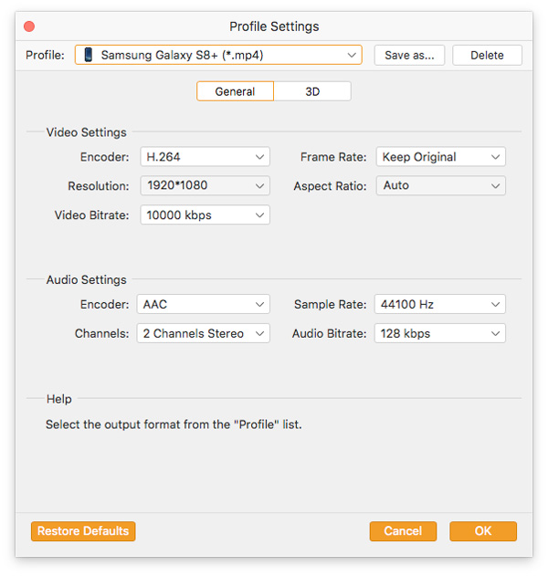 mp4 settings