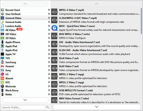 output format