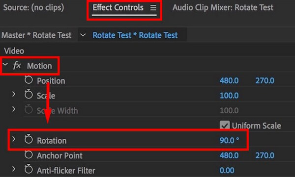 clique na guia Effect Controls