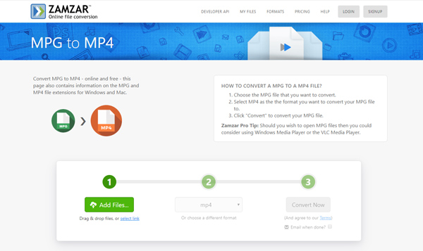 zanzar mpg to mp4 converter