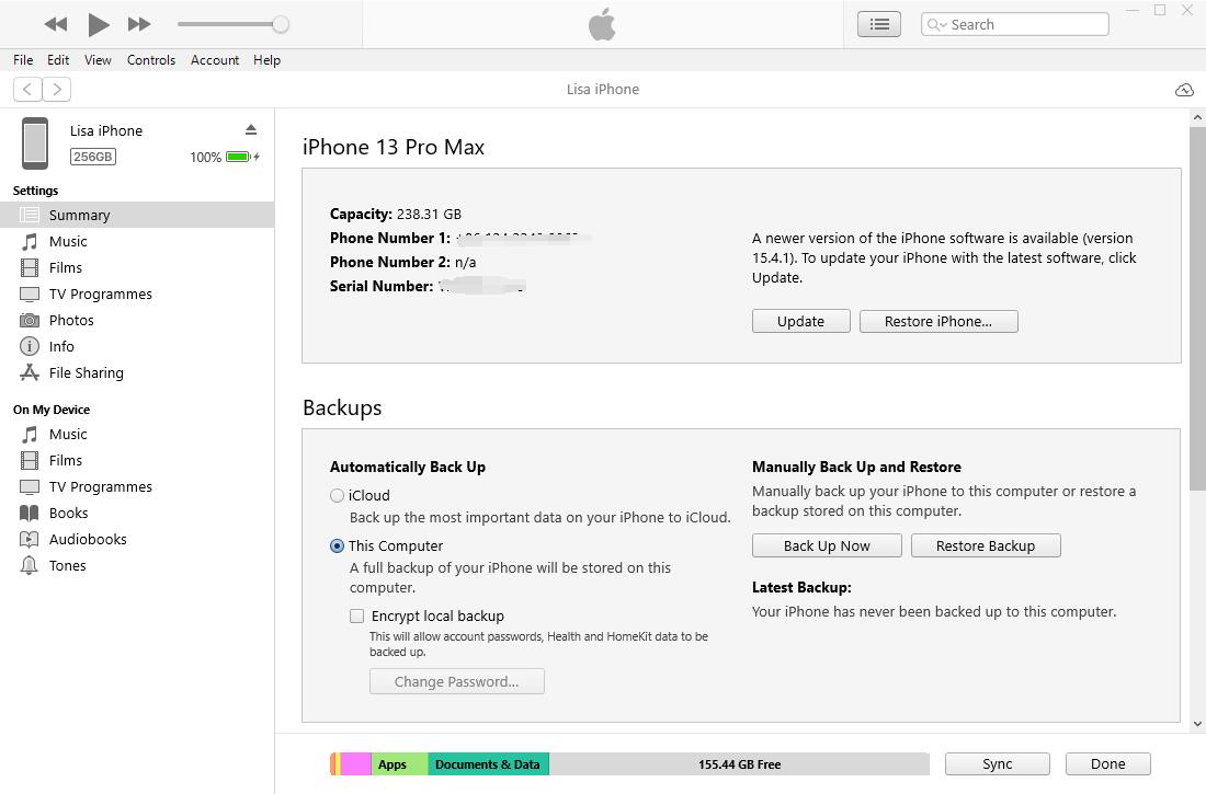 WhatsApp Mesajlarını iCloud olmadan iTunes/Finder ile iPhone'da Yedekleyin