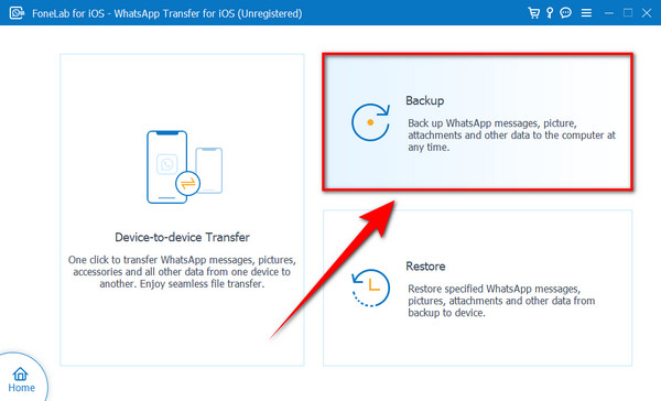 Välj den rektangulära Backup-rutan