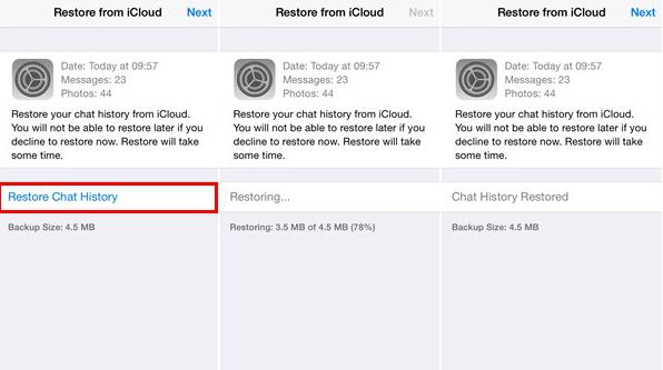 Transfer WhatsApp from iPhone to iPhone via WhatsApp Backup